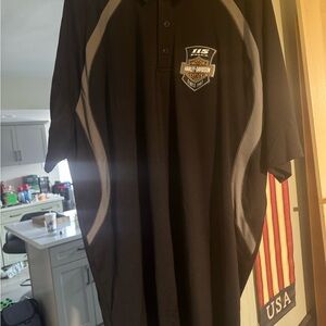 Harley-Davidson Men's Black and Gray Polo